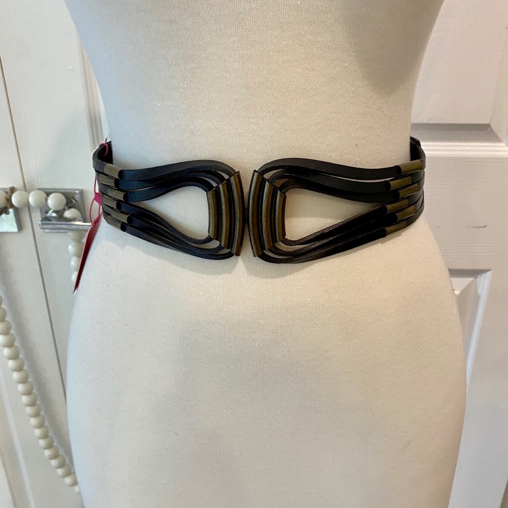 NWT ELISE M LEATHER CAPP SZ SM & ML W STRETCH